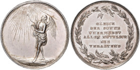 Gelegenheitsmedaillen Silbermedaille o.J. (v. Loos) 'GLEICH DER SONNE UNERMÜDET ALLEN NÜTZLICH NIE VERALTEND' Sommer B46. 
winz. Rf. 38,9mm 19,2g f.v...