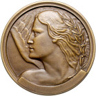 Jugendstil Einseitige Bronzemedaille o.J. (v. Mayer) auf den Frieden.
79,1mm 149,8g f.st