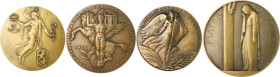 Art déco Lot von 4 Bronzemedaillen: (v. Rau/Fisch & Cie) auf 100 Jahre Unabhängigkeit Belgiens 1830-1930 (50,0mm 47,3g), 1950 (v. Saulo) Prämie des SA...