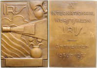 Art déco Bronzeplakette 1937 (unsign.) auf den X. Internationaal Kerstsalon 'IRIS' in Antwerpen 1936-1937. 
46x64mm 70,4g vz-st