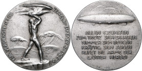 Luftfahrt Versilberte Bronzegussmedaille 1925 (v. Stock/WMF Geislingen) Für Verdienste um die Zeppelin-Eckener Spende. Kai. 474.1. Button 178. 
83,1m...