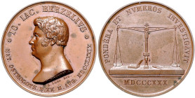 Medicina in nummis Bronzemedaille 1830 (v. Kirchner/Loos) auf den schwedischen Chemiker und Mediziner Jöns Jakob Berzelius. Brett. 94. Wurzbach 748. ...