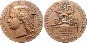 Medicina in nummis Bronzemedaille 1909 (v. H. Ponscarme) Staatsprämie für Sanitätsdienste in Frankreich. 
51,8mm 66,7g vz