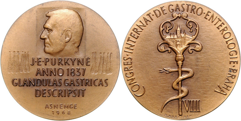 Medicina in nummis Bronzemedaille 1968 (v. Knobloch) auf Jan Evangelista Purkyne...