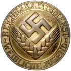 Militaria, Orden und Ehrenzeichen Brosche des Reichsarbeitsdienstes-weiblich Jugend (RAD/wJ) für Arbeitsmaid (Pflicht). Hüsken 3806a. 
mit intaktem N...