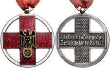 Militaria, Orden und Ehrenzeichen Versilberte Bronzemedaille o.J. des Deutschen Roten Kreuzes, rund, durchbrochen und emailliert, gestiftet am 6. Apri...