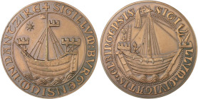 Numisnautik Lot von 2 Bronzemedaillen (v. Holl) auf die Städte der Deutschen Hanse, Danzig und Elbing. 
je 44,0mm 44,8g st