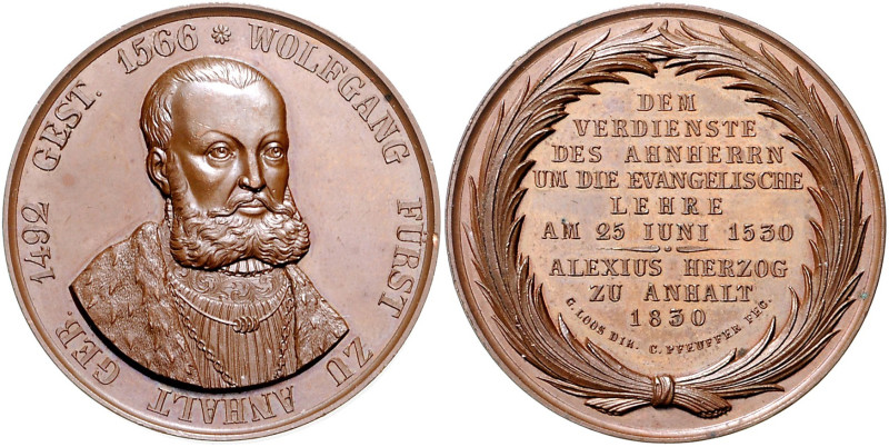 Reformation Bronzemedaille 1830 (v. Fa. Wolff) auf die 300-Jahrfeier der Augsbur...