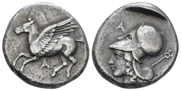 Epirus, Ambracia Stater circa 456-426, AR 20.00 mm., 8.52 g.
Pegasus flying l.;...