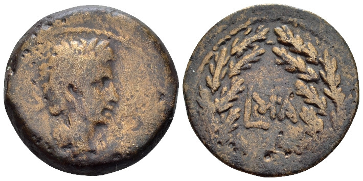 Egypt, Alexandria Octavian as Augustus, 27 BC – 14 AD Diobol circa 11-12 (year 4...