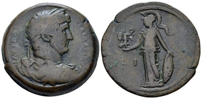 Egypt, Alexandria Hadrian, 117-138 Drachm circa 129-130 (year 14), Æ 34.70 mm., ...