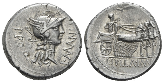 L. Cornelius Sulla Imperator with L. Manlius Torquatus Proquaestor Denarius mint...