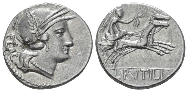 L. Rutilius Flaccus. Denarius circa 77, AR 17.90 mm., 3.93 g.
FLAC Helmeted hea...