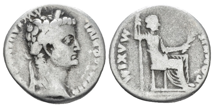 Tiberius, 14-37 Denarius Lugdunum 14-37, AR 17.00 mm., 3.58 g.
Laureate head r....