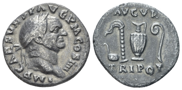 Vespasian, 69-79 Denarius Rome 72-73, AR 17.00 mm., 2.70 g.
Luareate head r. Re...