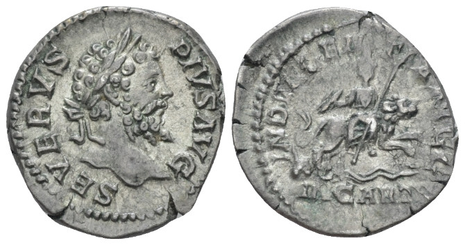 Septimius Severus, 193-211 Denarius Rome 204, AR 19.00 mm., 3.23 g.
Laureate he...