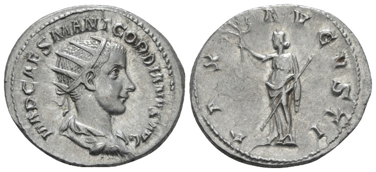 Gordian III, 238-244 Antoninianus Rome 238-239, AR 22.00 mm., 4.20 g.
Radiate, ...