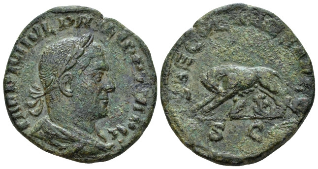 Philip I, 244-249 Sestertius Rome circa 244-249, Æ 27.00 mm., 14.53 g.
Laureate...