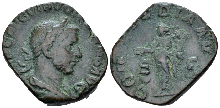 Volusian, 251-253 Sestertius Rome 253, Æ 29.00 mm., 19.06 g.
Laureate, draped, ...