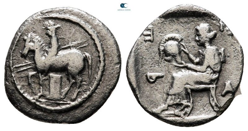 Thessaly. Perrhaebi circa 450-400 BC. 
Trihemiobol AR

14 mm, 1,05 g



v...