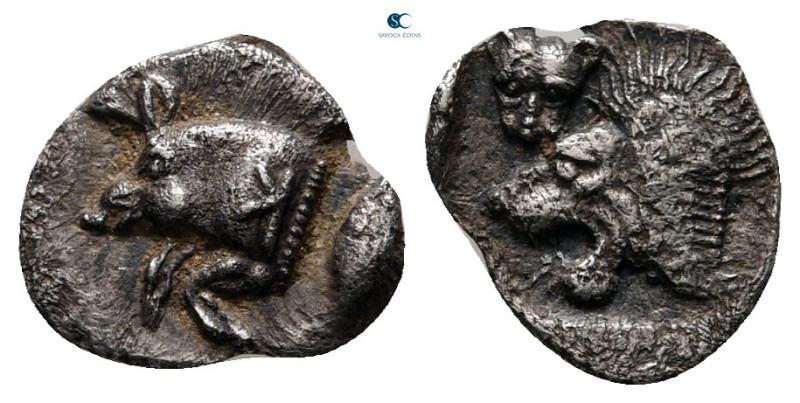 Mysia. Kyzikos circa 525-475 BC. 
Hemiobol AR

10 mm, 0,36 g



very fine