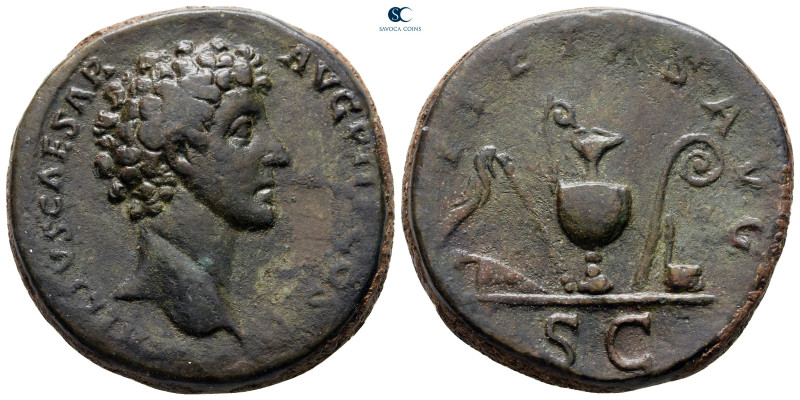 Marcus Aurelius, as Caesar AD 139-161. Rome
Sestertius Æ

31 mm, 26,45 g

...