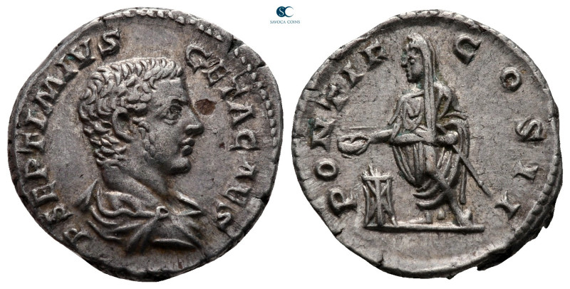 Geta, as Caesar AD 197-209. Rome
Denarius AR

19 mm, 3,64 g



good very ...