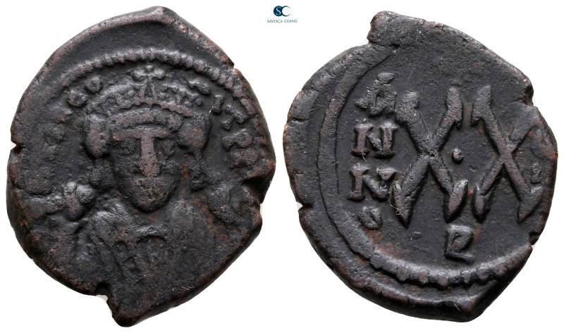 Tiberius II Constantine AD 578-582. Theoupolis (Antioch)
Half Follis or 20 Numm...