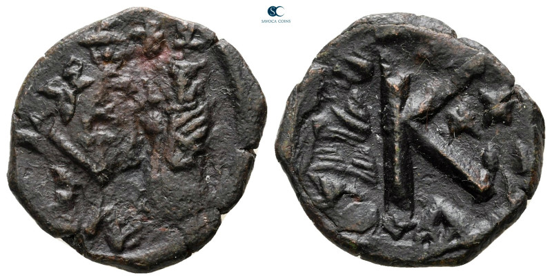 Heraclius with Heraclius Constantine AD 610-641. Constantinople
Half Follis or ...