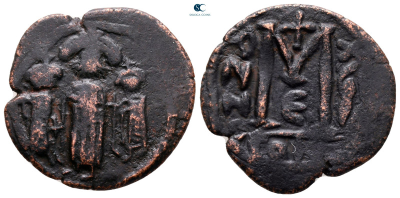 Heraclius, with Martina and Heraclius Constantine AD 610-641. Constantinople
Fo...