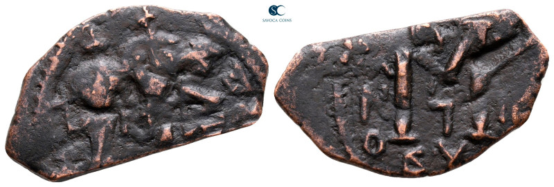 Heraclius, with Martina and Heraclius Constantine AD 610-641. Cyzicus
Follis or...