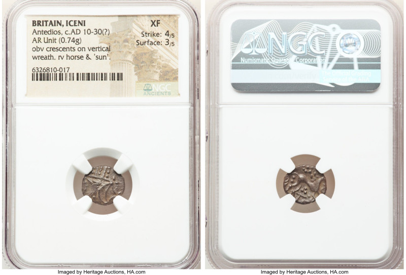 BRITAIN. Iceni. Antedios (ca. AD 10-30). AR unit (13mm, 0.74 gm, 1h). NGC XF 4/5...