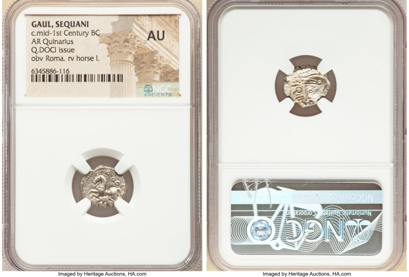 CENTRAL GAUL. Sequani. Ca. mid-1st century BC. AR quinarius (14mm, 6h). NGC AU. ...