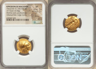 MACEDONIAN KINGDOM. Alexander III the Great (336-323 BC). AV stater (19mm, 8.58 gm, 8h). NGC XF 5/5 - 2/5, scuffs, edge marks. Lifetime or early posth...