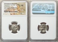MACEDONIAN KINGDOM. Alexander III the Great (336-323 BC). AR drachm (17mm, 11h). NGC VF. Early posthumous issue of Colophon, ca. 323-319 BC. Head of H...