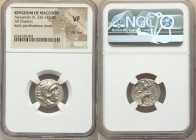 MACEDONIAN KINGDOM. Alexander III the Great (336-323 BC). AR drachm (18mm, 11h). NGC VF, flan flaw. Posthumous issue of Colophon in the name and types...