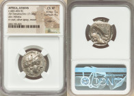 ATTICA. Athens. Ca. 440-404 BC. AR tetradrachm (23mm, 17.08 gm, 3h). NGC Choice XF 5/5 - 4/5, edge cut. Mid-mass coinage issue. Head of Athena right, ...