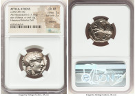 ATTICA. Athens. Ca. 393-294 BC. AR tetradrachm (22mm, 17.13 gm, 8h). NGC Choice XF 5/5 - 3/5, brushed. Late mass coinage issue. Head of Athena with ey...