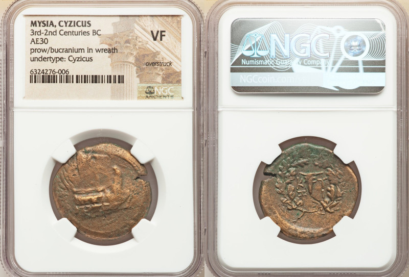 MYSIA. Cyzicus. Ca. 3rd-2nd Centuries BC. AE (30mm, 10h). NGC VF, overstruck. Pr...