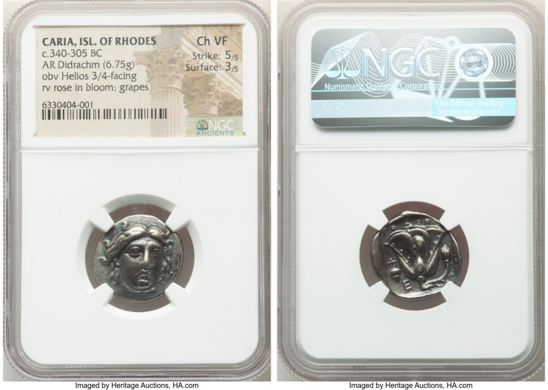 CARIAN ISLANDS. Rhodes. Ca. 340-305 BC. AR didrachm (20mm, 6.75 gm, 11h). NGC Ch...