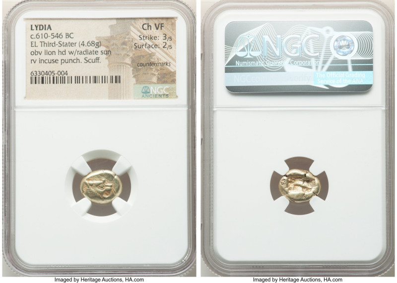 LYDIAN KINGDOM. Alyattes or Walwet (ca. 610-546 BC). EL third-stater (13mm, 4.68...