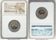 LYDIAN KINGDOM. Croesus (561-546 BC). AR/AE fourree third-stater or trite (14mm, 3.02 gm). NGC VF 5/5 - 3/5, core visible. Ancient forgery of Croesus ...