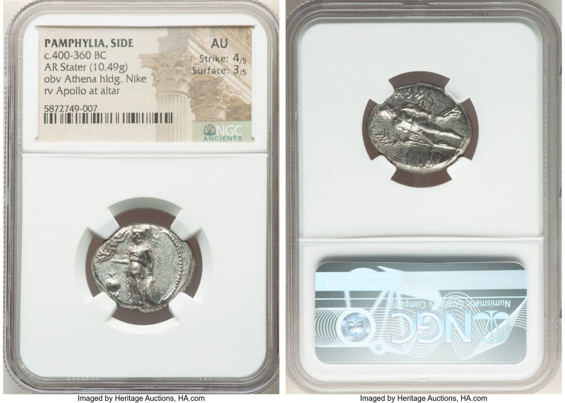 PAMPHYLIA. Side. Ca. 400-360 BC. AR stater (23mm, 10.49 gm, 4h). NGC AU 4/5 - 3/...