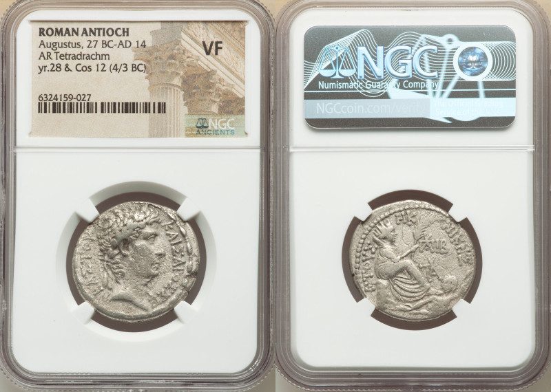 SYRIA. Antioch. Augustus (27 BC-AD 14). AR tetradrachm (27mm, 12h). NGC VF. Date...