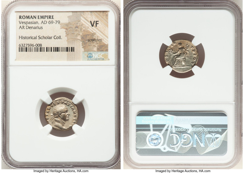 Vespasian (AD 69-79). AR denarius (17mm, 6h). NGC VF, scratches. Rome, AD 70. IM...