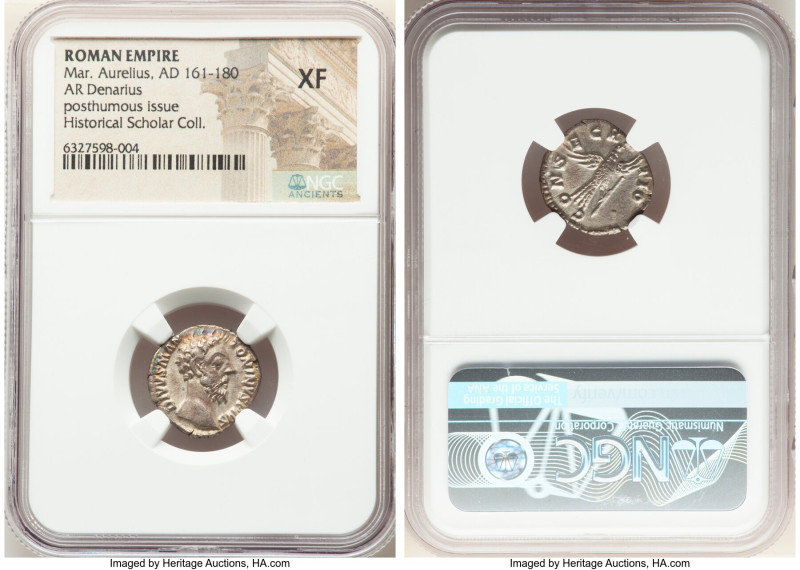 Divus Marcus Aurelius (AD 161-180). AR denarius (17mm, 5h). NGC XF. Rome, ca. AD...