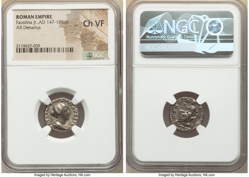 Faustina Junior (AD 147-175/6). AR denarius (17mm, 1h). NGC Choice VF. Rome, AD ...