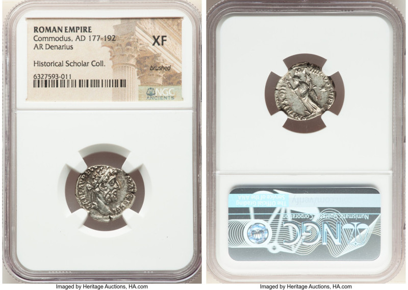 Commodus, as Augustus (AD 177-192). AR denarius (18mm, 5h). NGC XF, brushed. Rom...