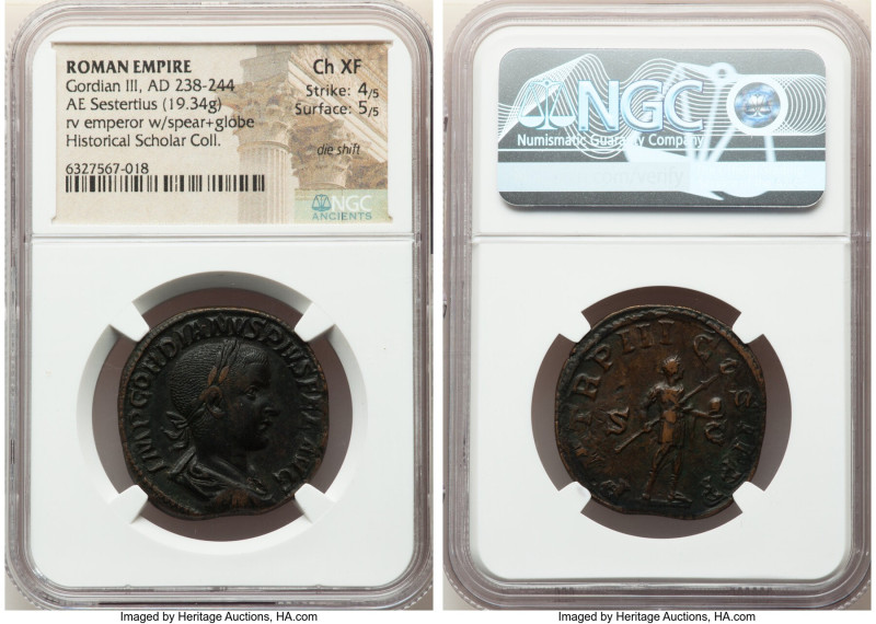 Gordian III, as Augustus (AD 238-244). AE sestertius (31mm, 19.34 gm, 12h). NGC ...