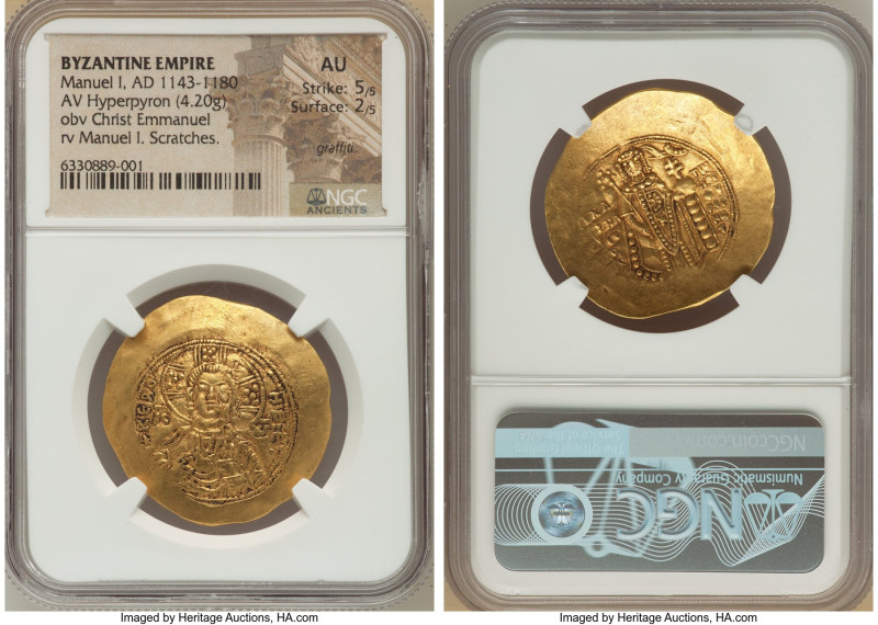 Manuel I Comnenus (AD 1143-1180). AV hyperpyron (31mm, 4.20 gm, 5h). NGC AU 5/5 ...